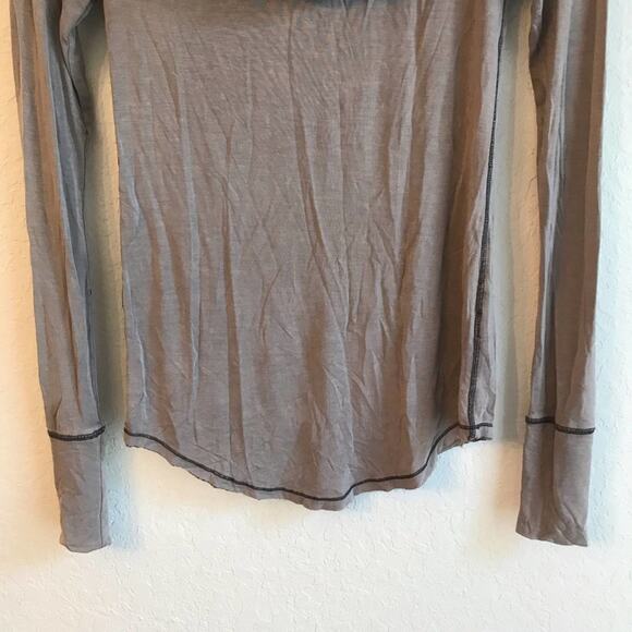 Free People XS brown cowl neckline blouse top long sleeve clean - Picture 3 of 8